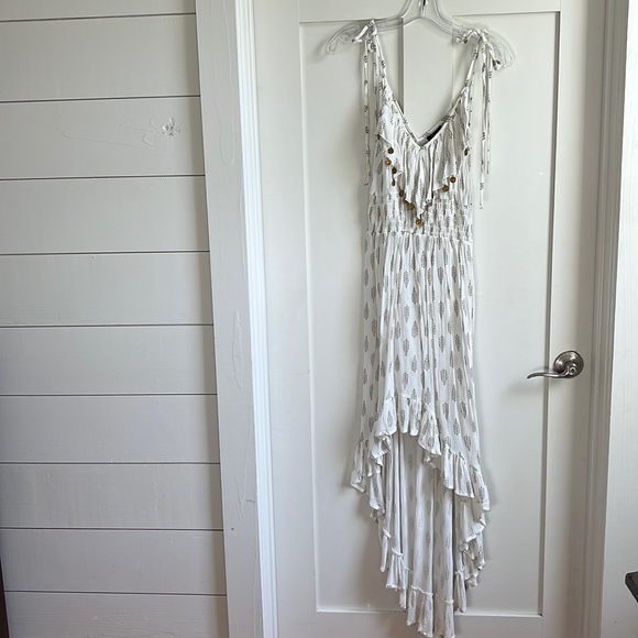 Amass White with Gold Leaf Print Coverup - Picture 1 of 9
